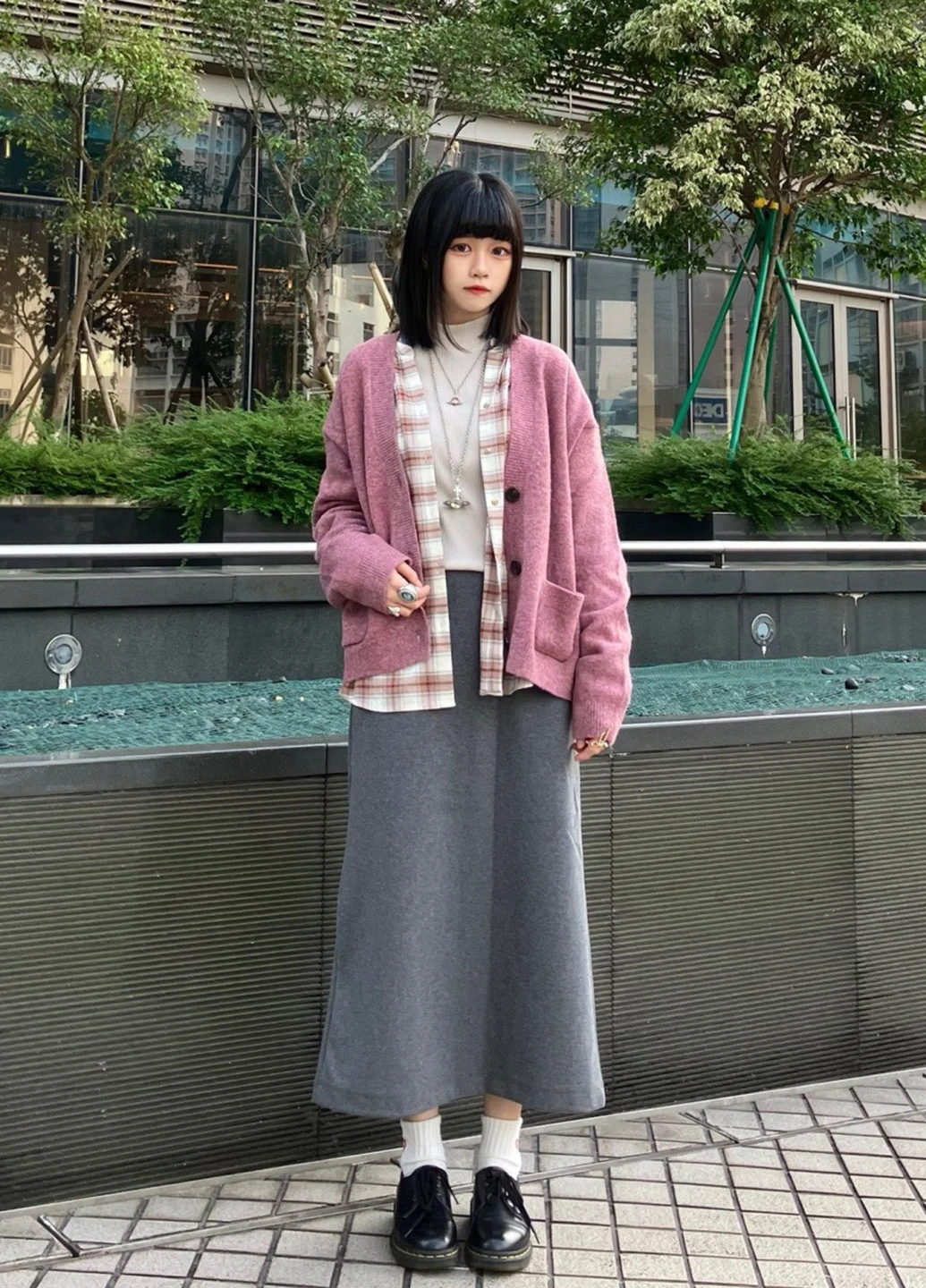 Красная кэжуал рубашка в клетку Uniqlo