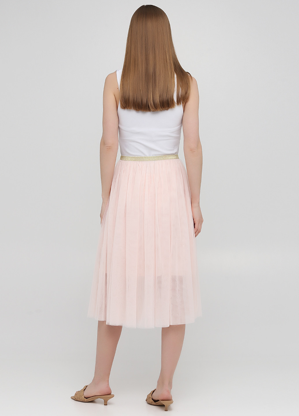 Светло-розовая кэжуал однотонная юбка Jennyfer клешированная