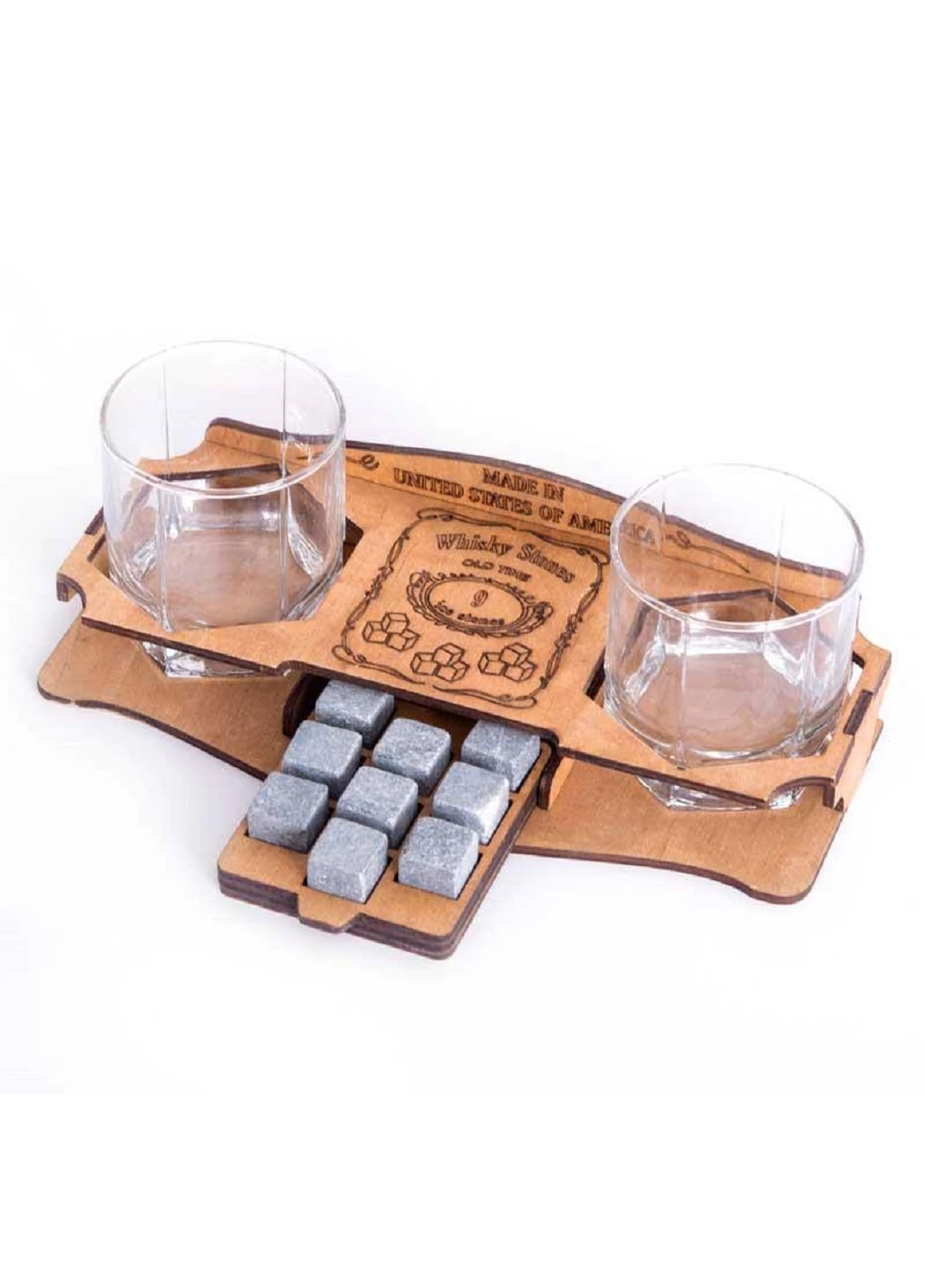 Камни для виски Whiskey stones 9 шт Wood со стаканами (453437) Francesco Marconi (251361671)
