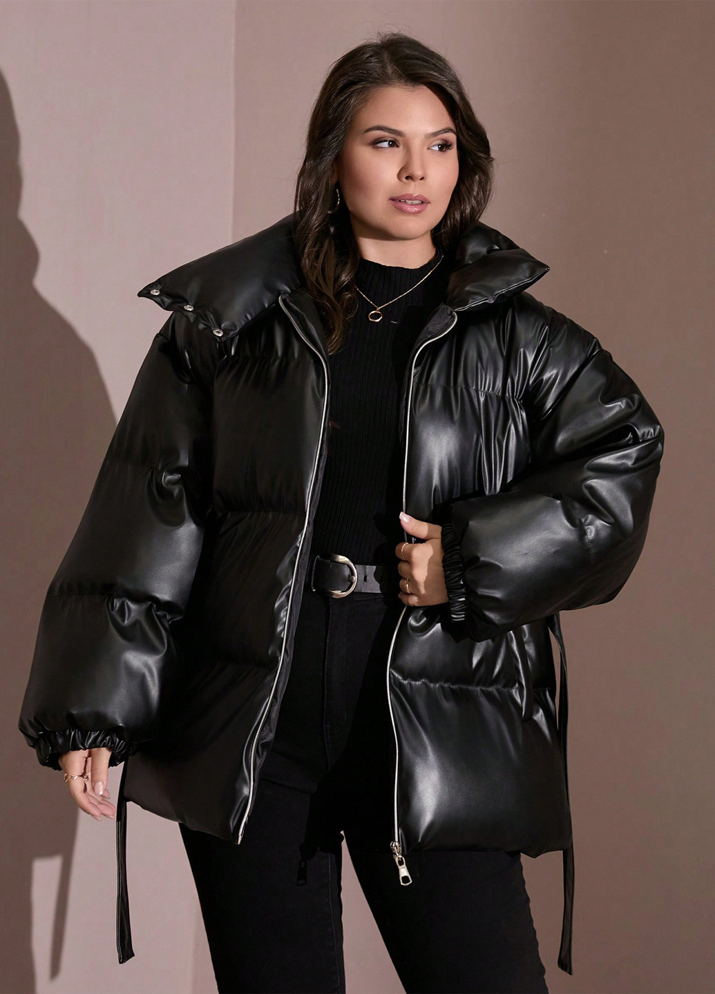 Чорна зимня куртка куртка-пальто SHEIN