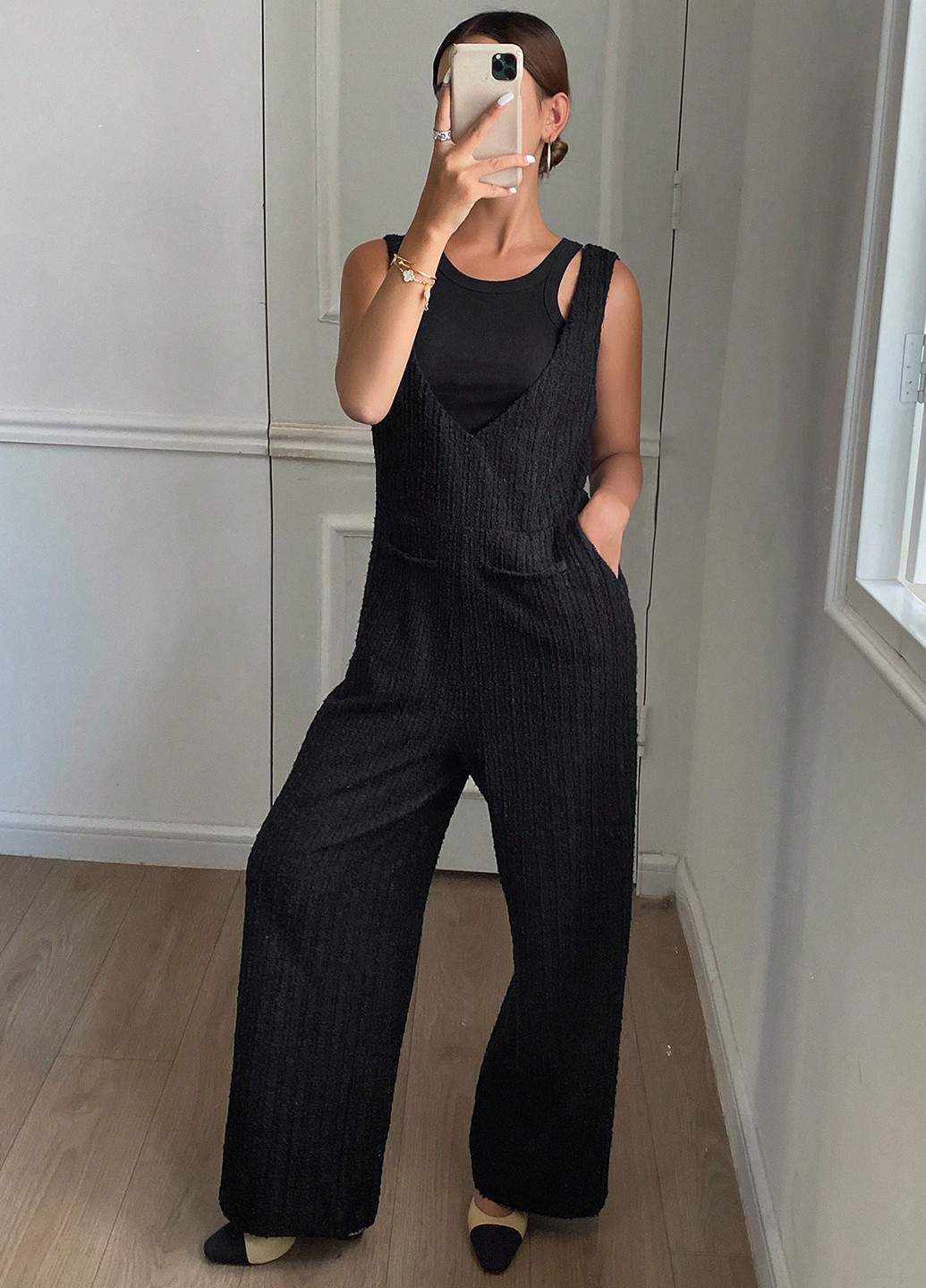 Комбінезон SHEIN комбінезон-брюки однотонний чорний кежуал поліестер
