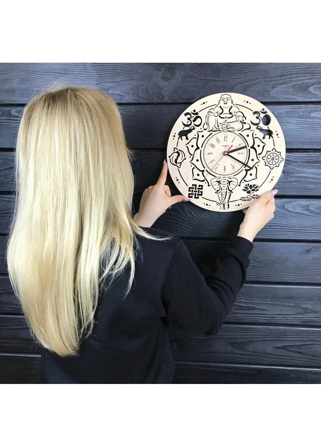 Незвичайний настінний годинник з дерева «Буддизм» 7Arts (253566973)