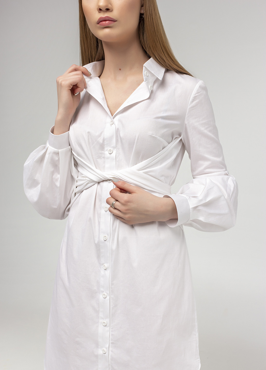 Белое кэжуал платье рубашка Viravi Wear однотонное