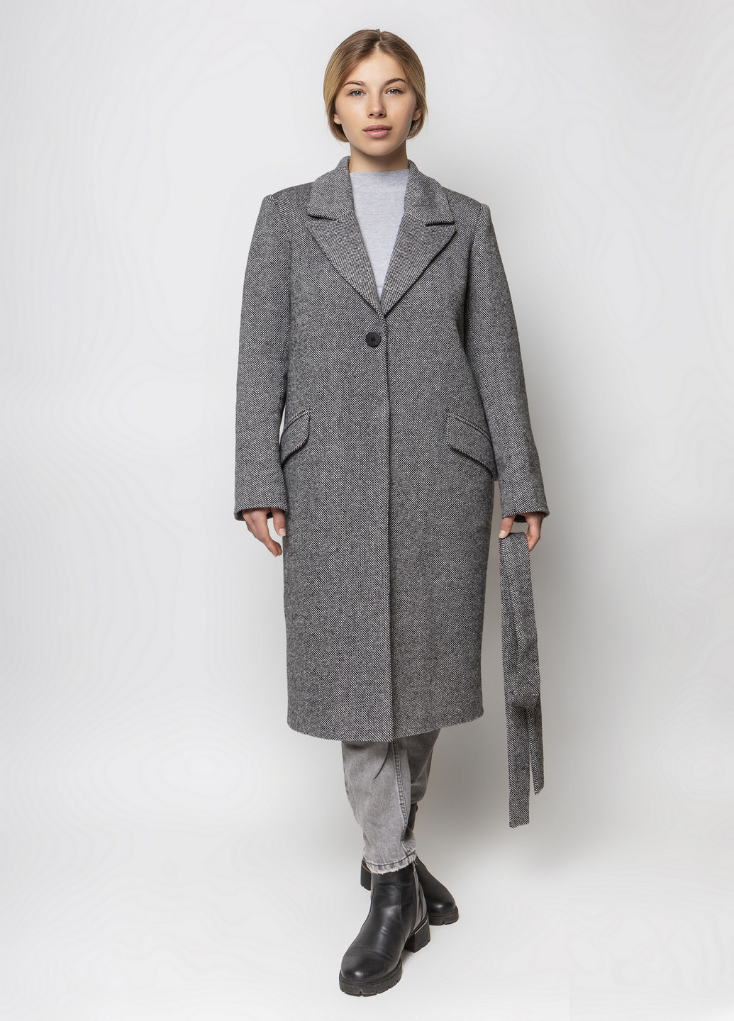 Серое демисезонное Пальто однобортное O`zona milano