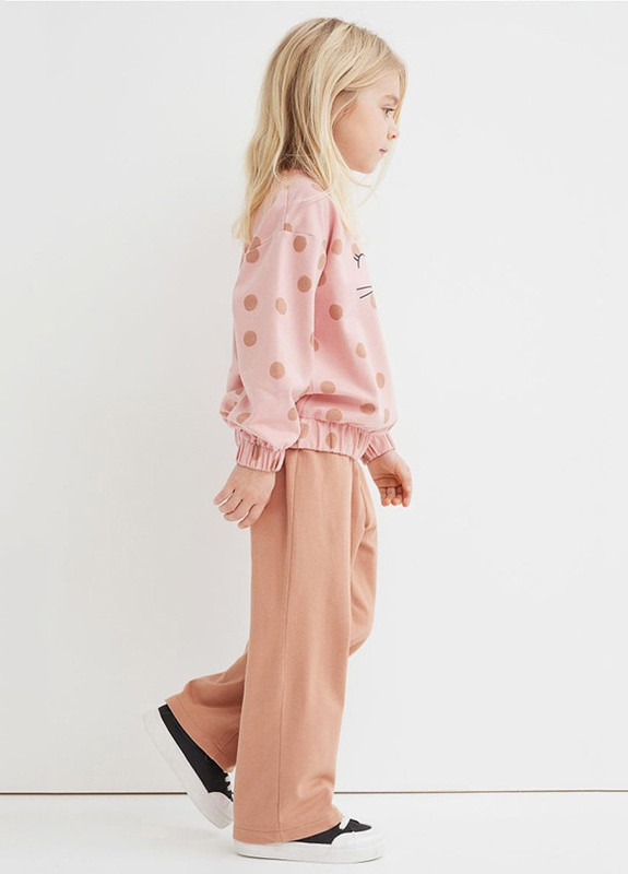 Розовый демисезонный комплект двойка с принтом для девочки H&M