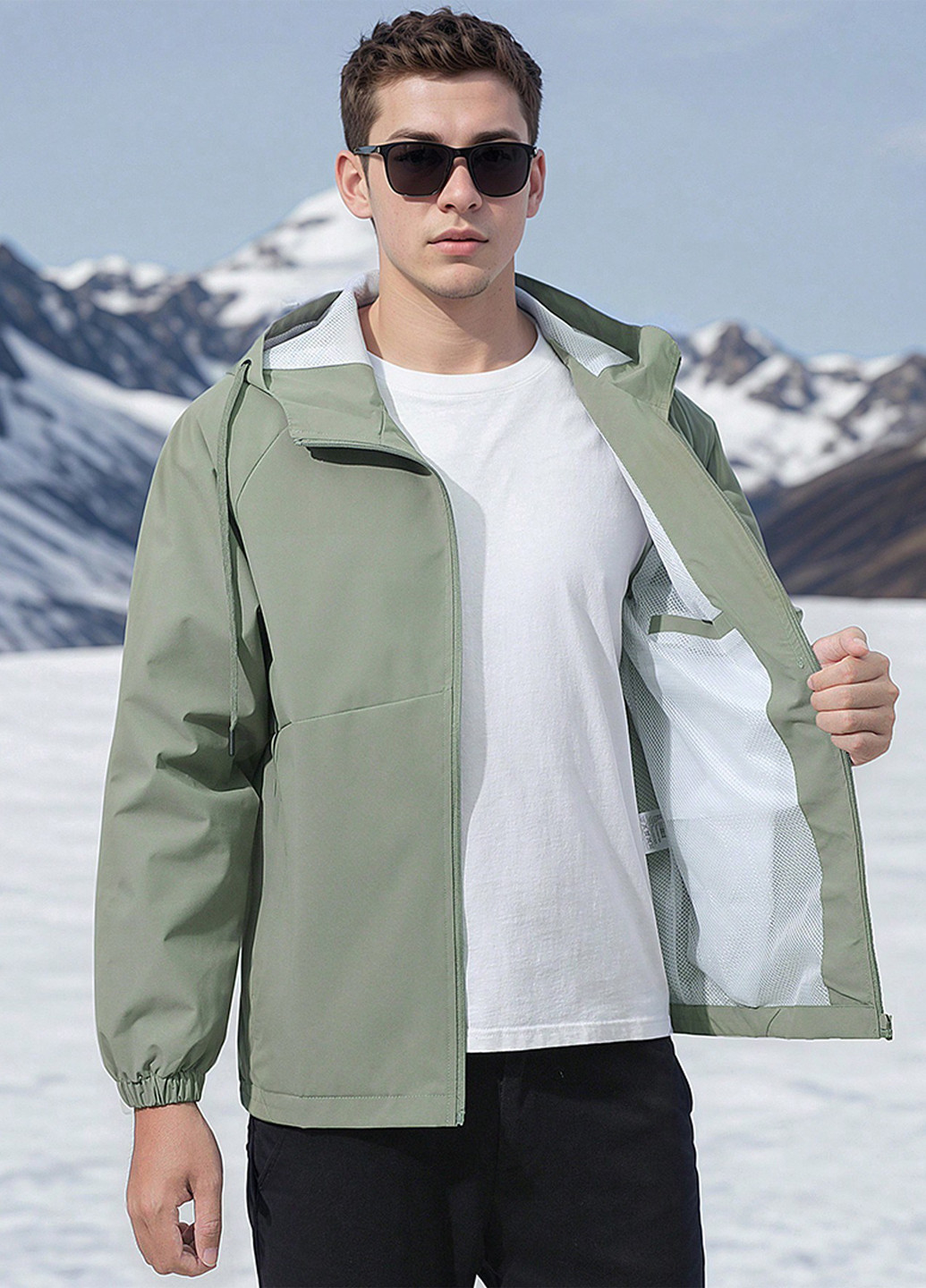 Серо-зеленая демисезонная ветровка SHEIN