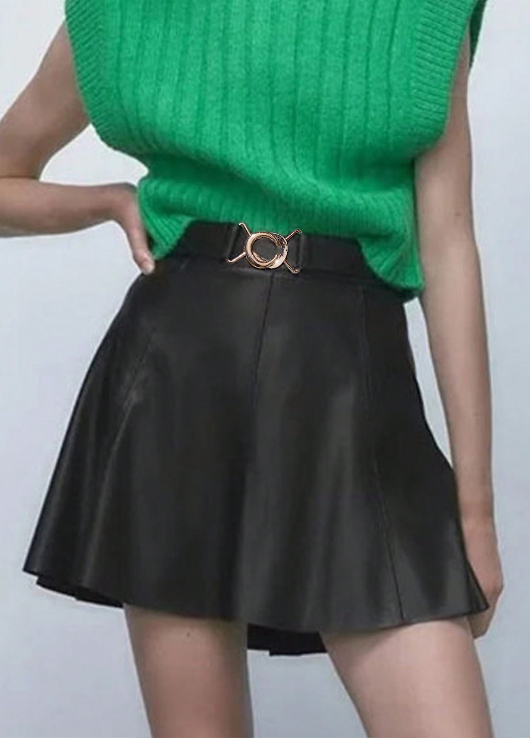 Черная кэжуал однотонная юбка SHEIN клешированная