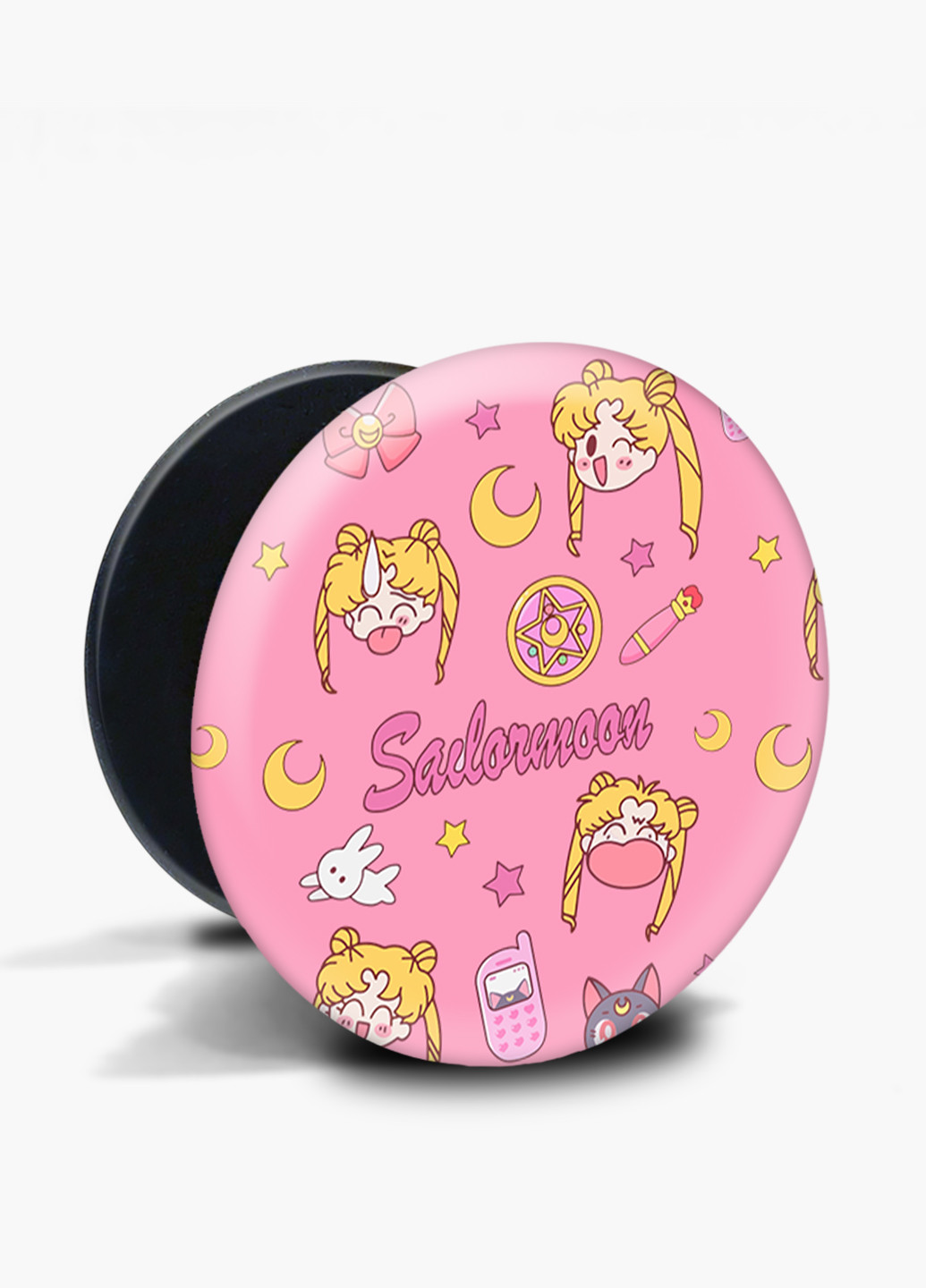 Попсокет (Popsockets) держатель для смартфона Сейлор Мун (Sailor Moon) (8754-2911) Черный MobiPrint (229014744)