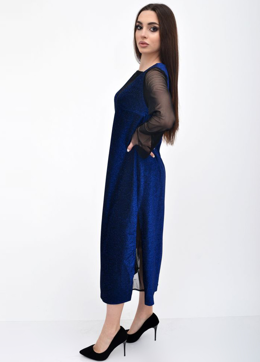 Темно-синее коктейльное платье футляр Kamomile однотонное