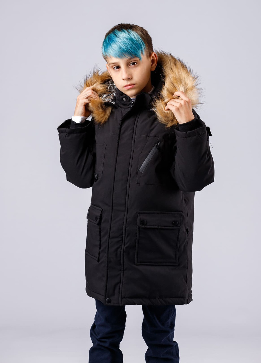 Черная зимняя пуховая зимняя куртка для мальчика DobraMAMA