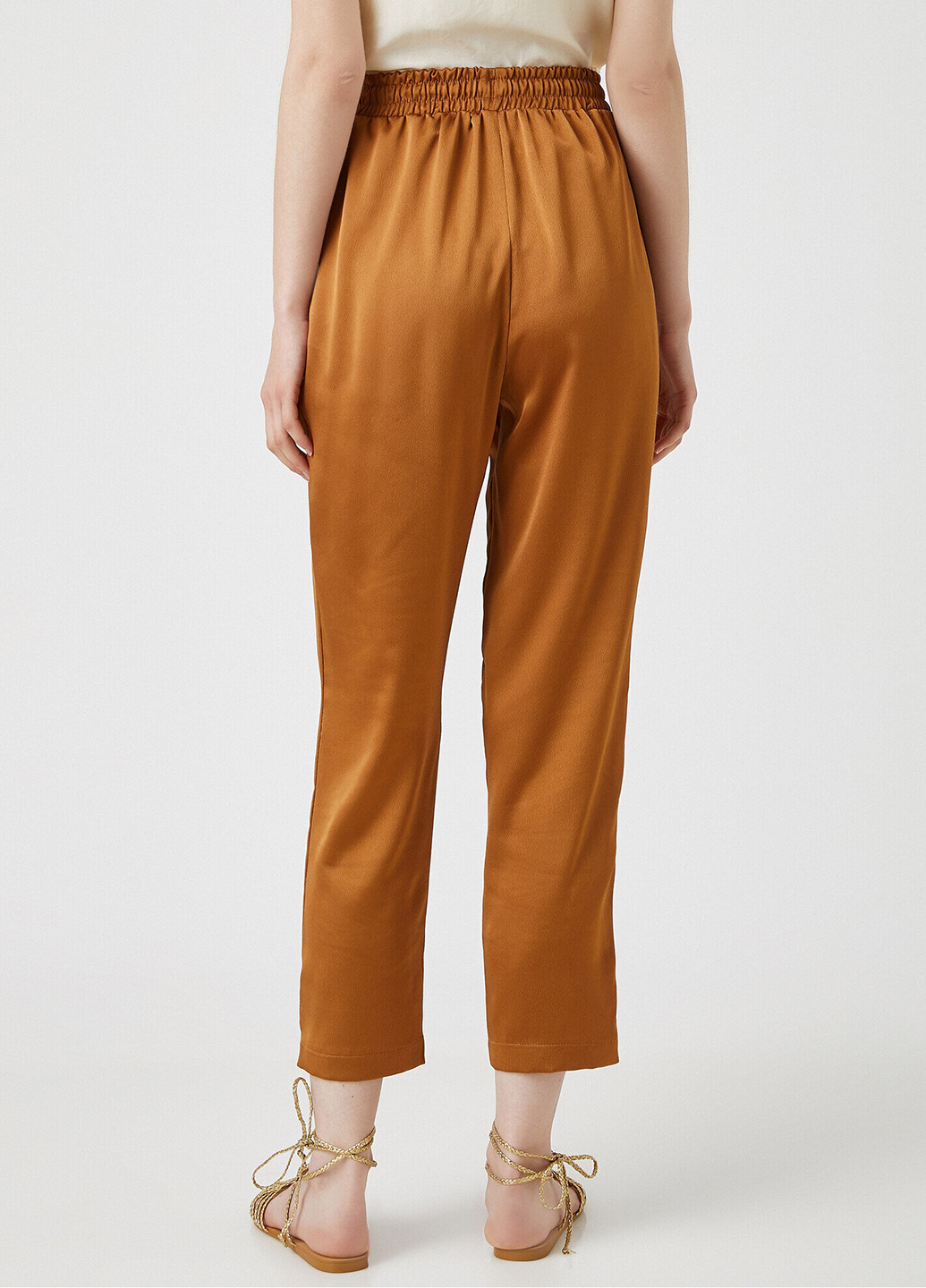 Светло-коричневые кэжуал летние зауженные, укороченные брюки KOTON