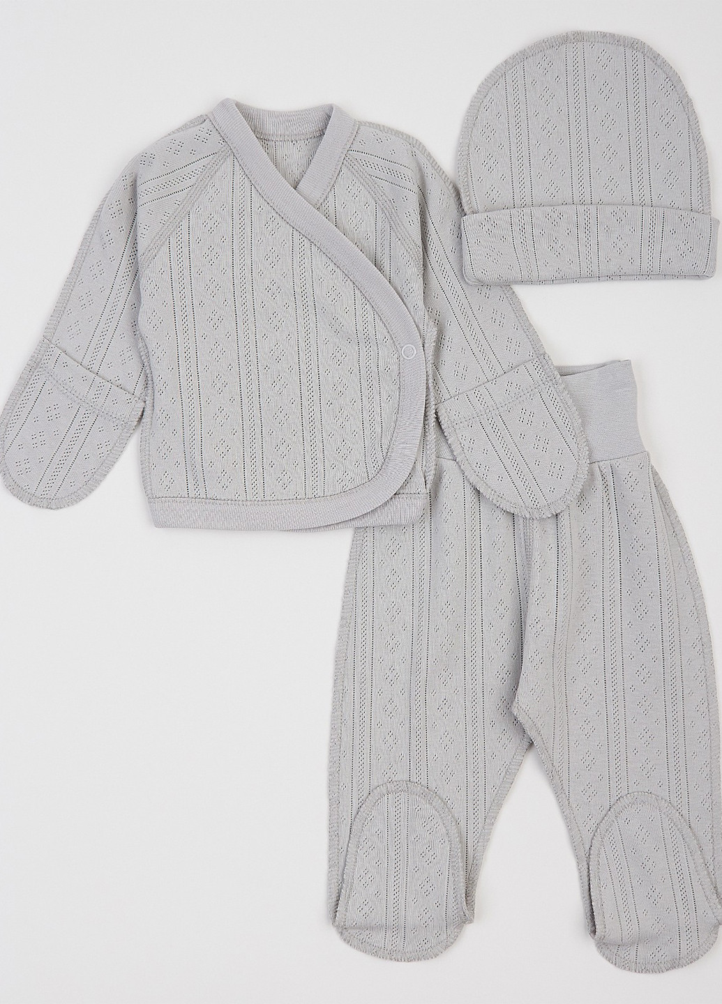 Сірий демісезонний комплект (льоля, повзунки, шапка) Ляля