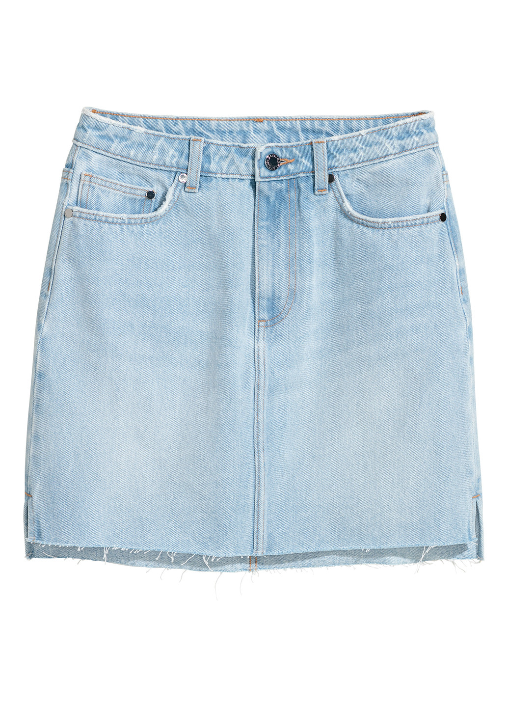 Голубая джинсовая однотонная юбка H&M карандаш