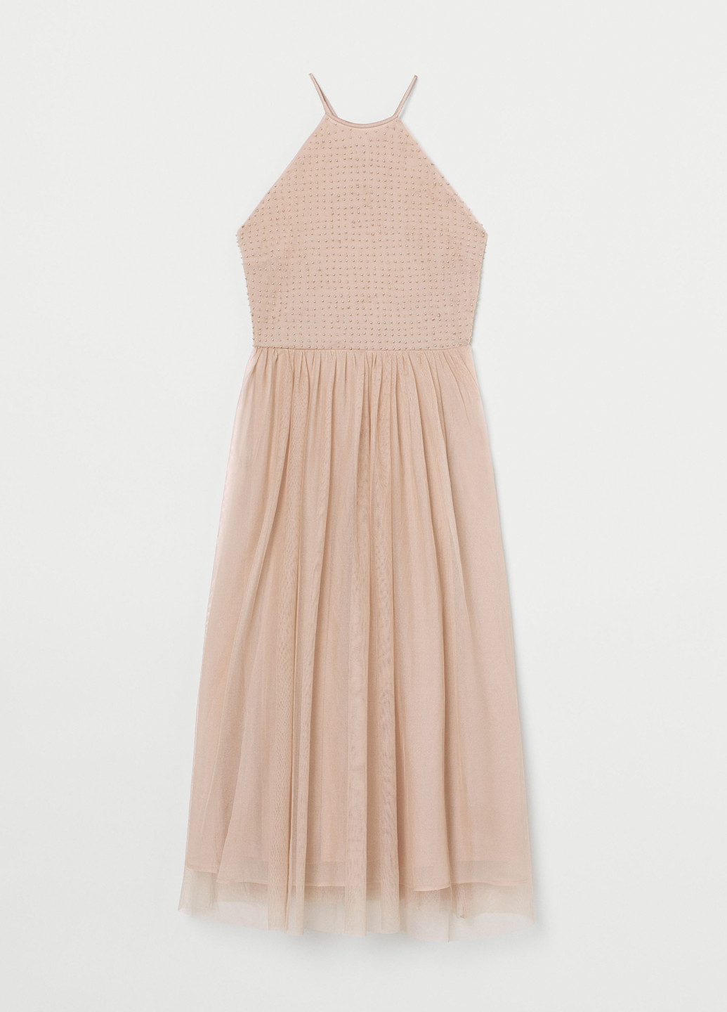 Пудрова коктейльна плаття, сукня кльош H&M однотонна