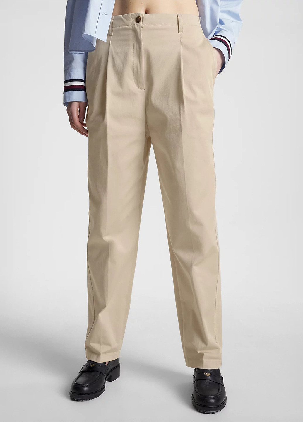 Светло-бежевые кэжуал демисезонные зауженные брюки Tommy Hilfiger