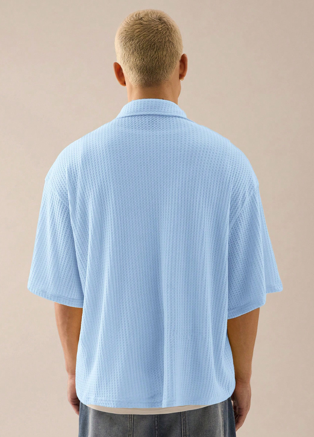 Голубой кэжуал рубашка однотонная SHEIN