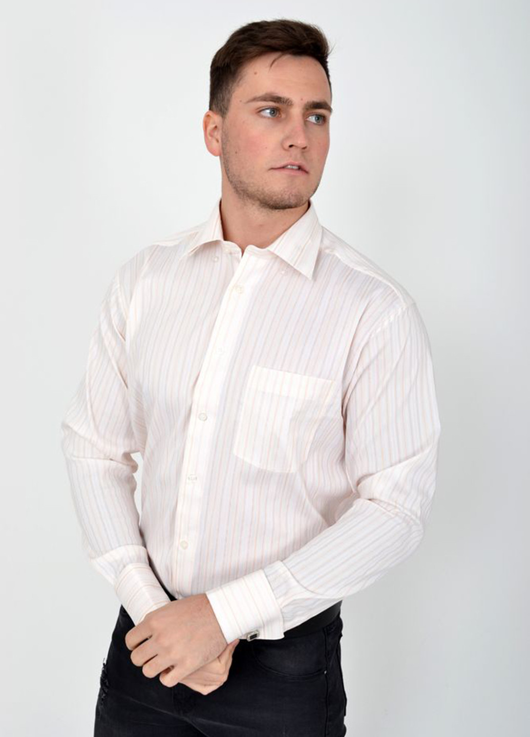 Персиковая кэжуал рубашка в полоску Ager с длинным рукавом