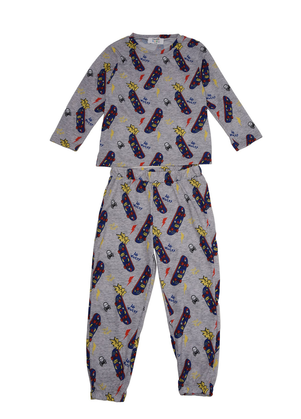 Серая всесезон пижама (лонгслив, брюки) лонгслив + брюки Trendyol