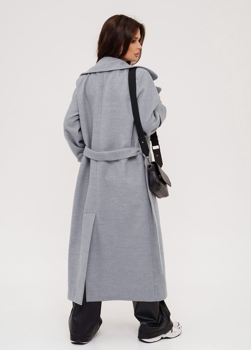 Сіре демісезонне Пальто жіноче однобортне ISSA PLUS