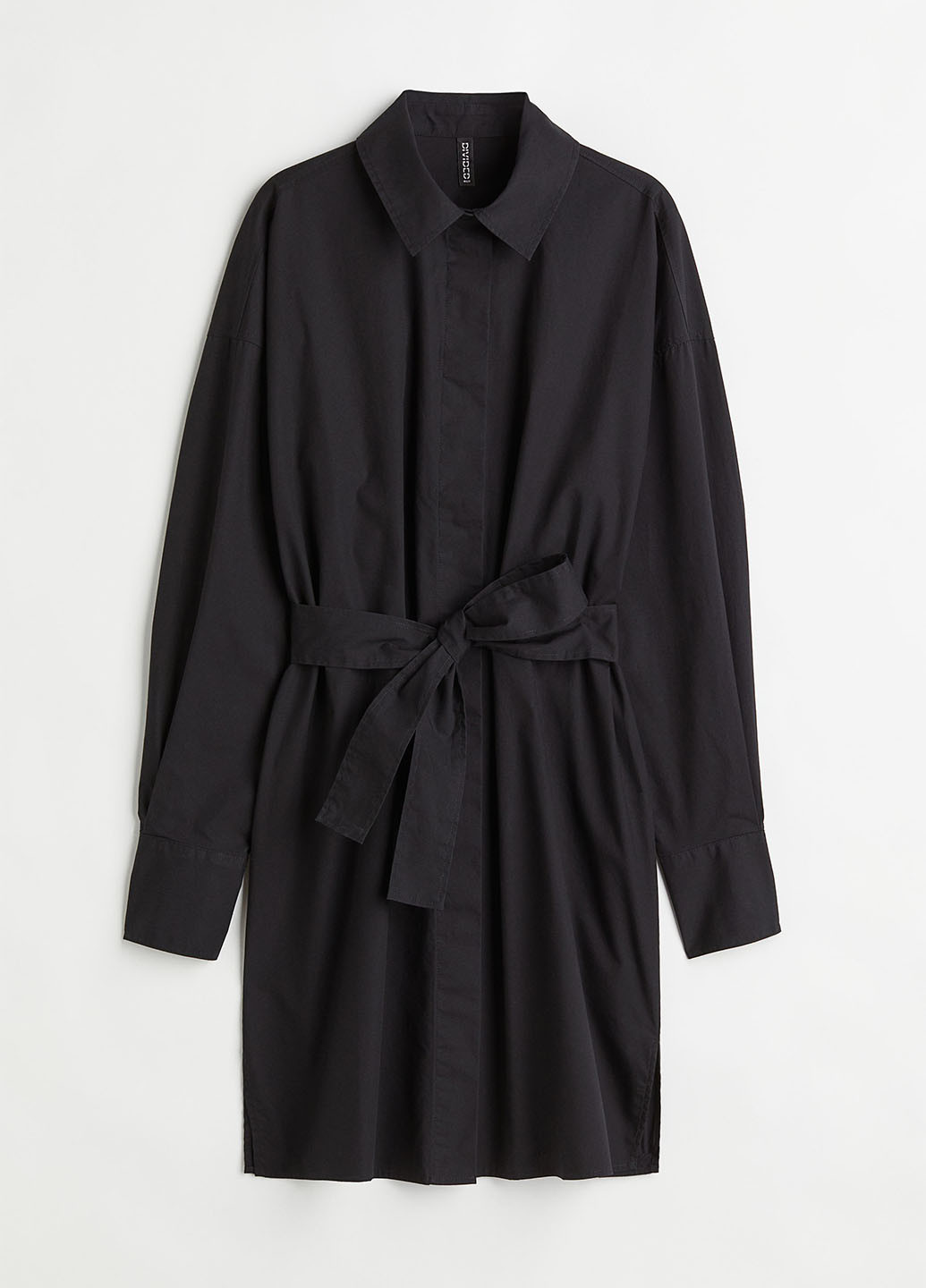 Черное кэжуал платье рубашка H&M однотонное