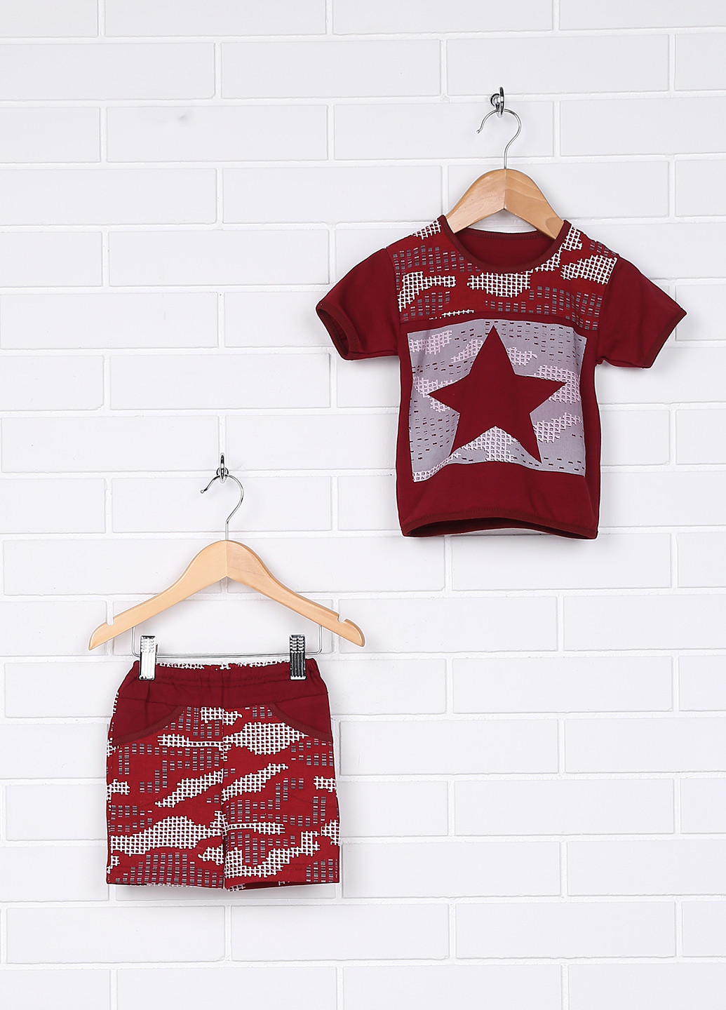Бордовий літній комплект (футболка, шорти) Baby Art