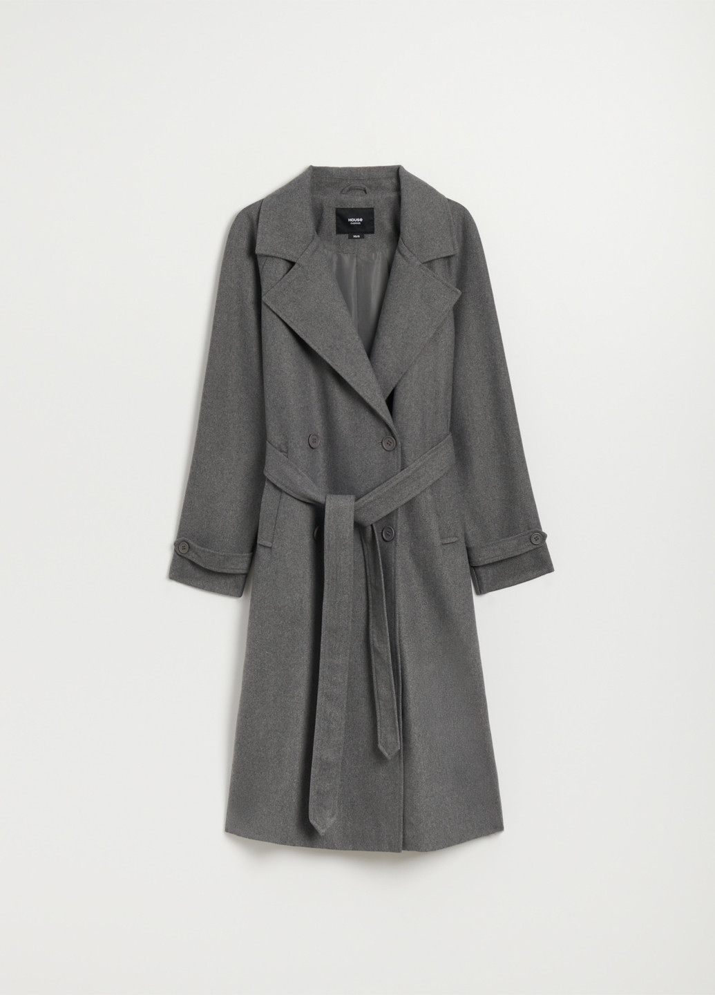 Серое демисезонное Пальто двубортное House