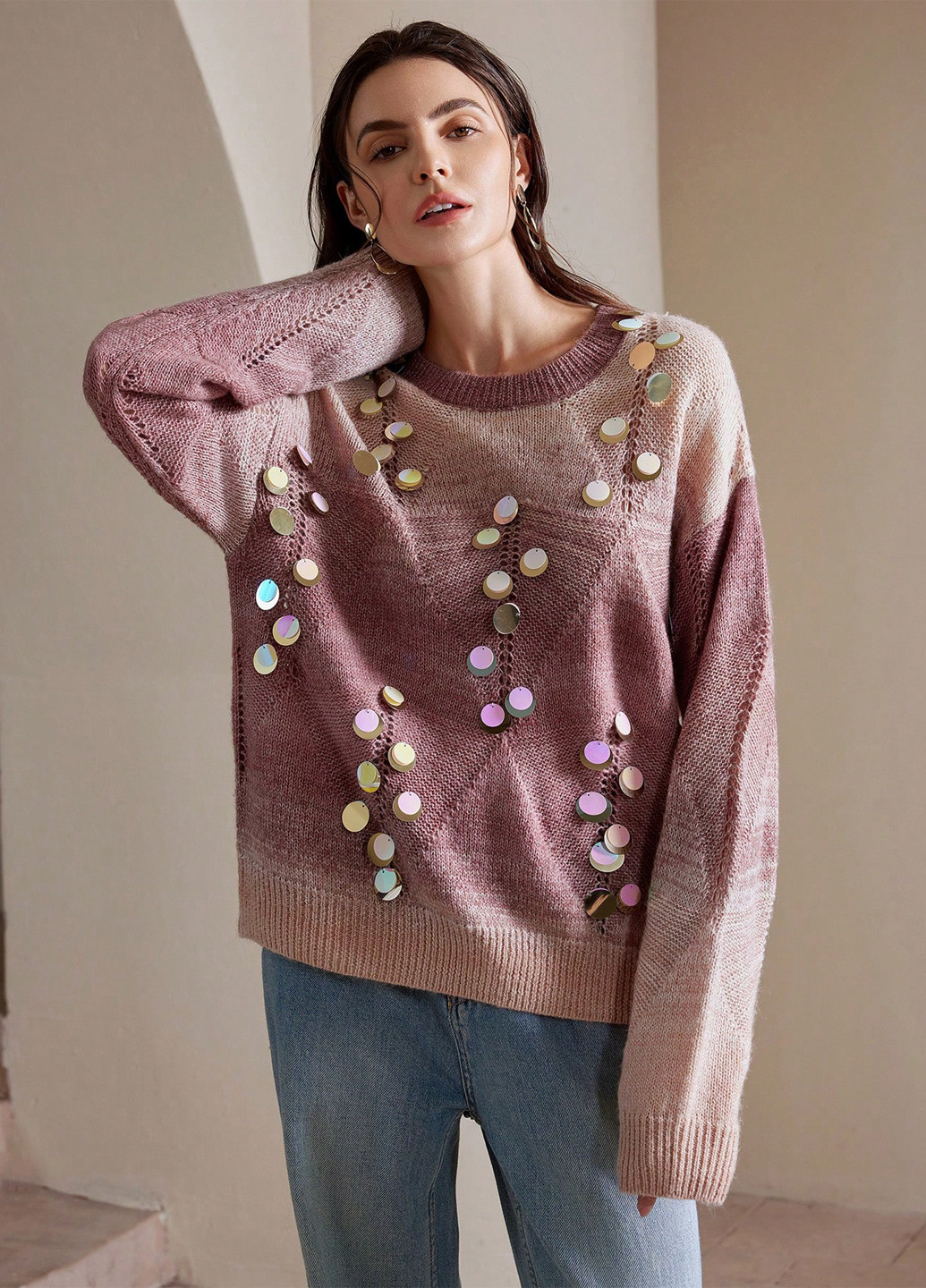 Рожево-ліловий демісезонний джемпер джемпер SHEIN