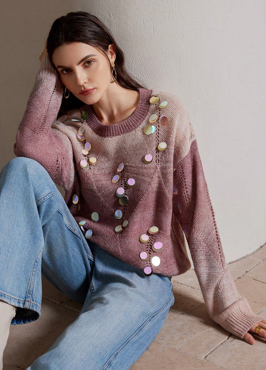 Рожево-ліловий демісезонний джемпер джемпер SHEIN