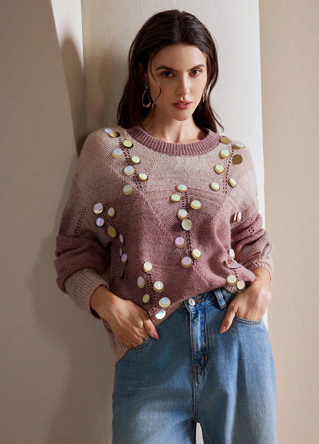 Рожево-ліловий демісезонний джемпер джемпер SHEIN