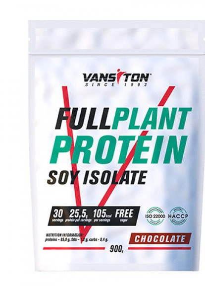 Протеїн Соєвий ізолят Plant protein 900г Шоколад Vansiton (254371767)