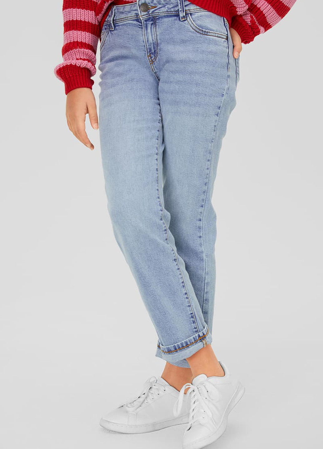 Голубые демисезонные буткат фит джинсы C&A
