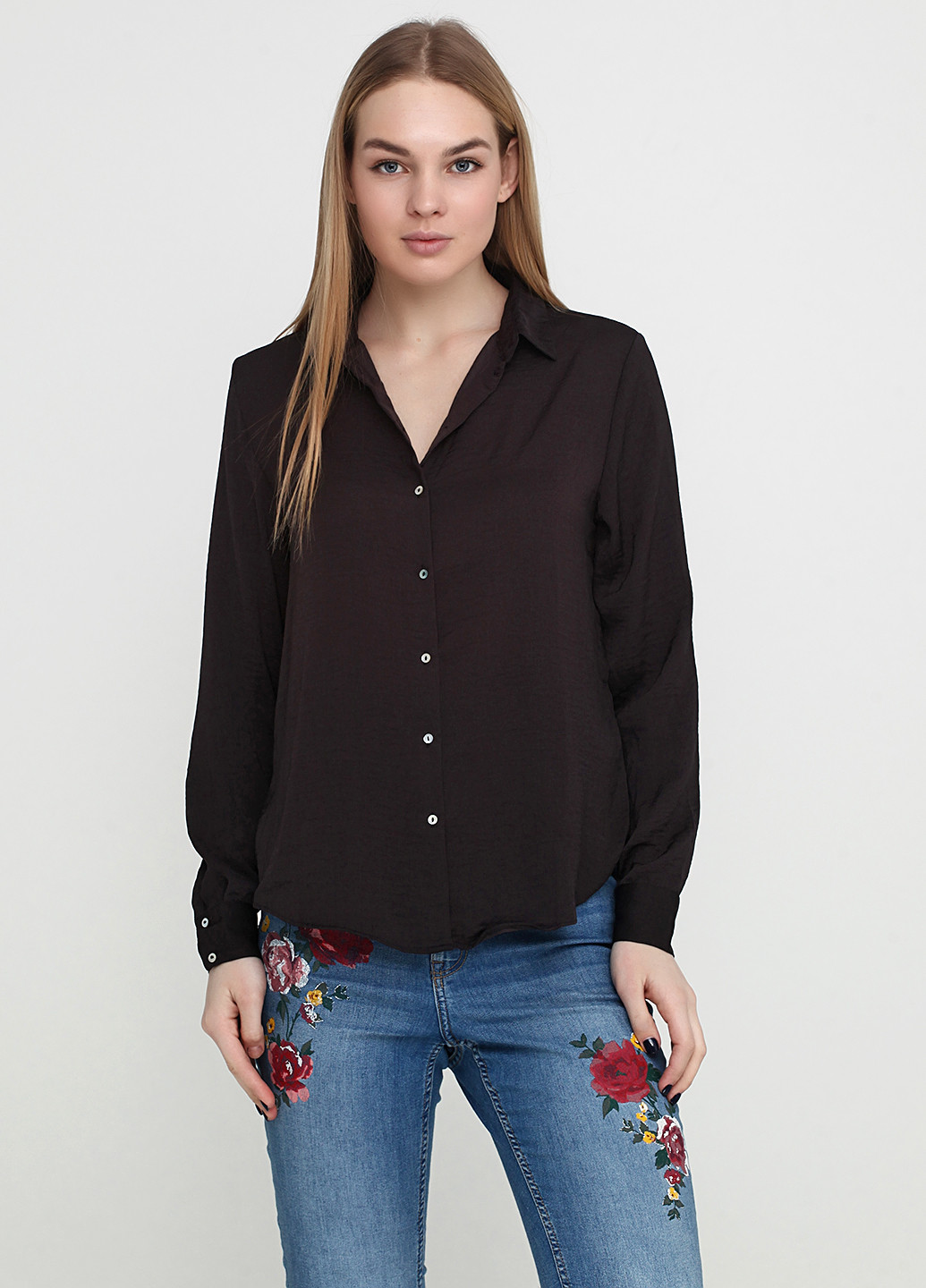 Грифельно-серая демисезонная блуза с длинным рукавом H&M