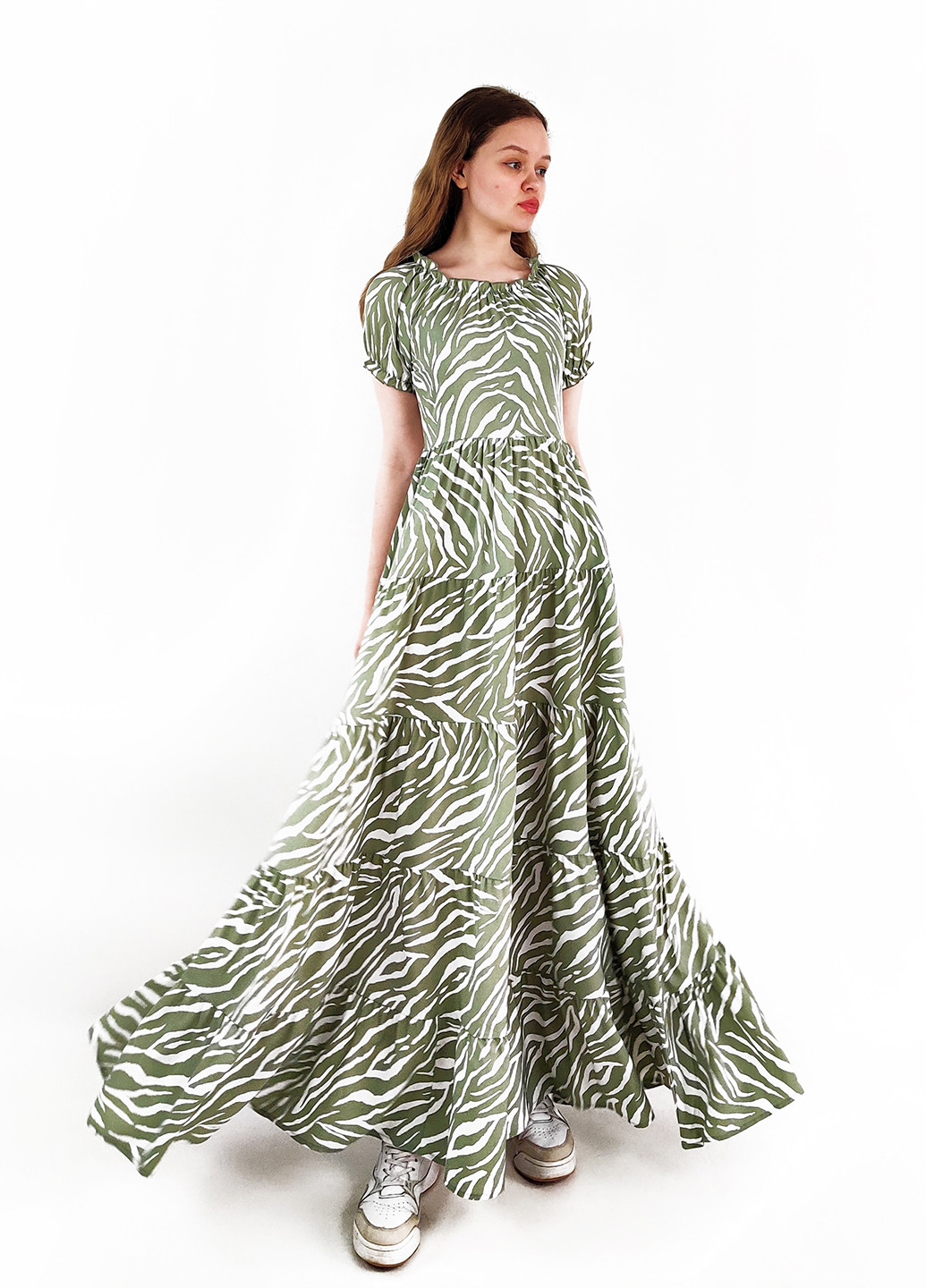 Оливковое кэжуал платье клеш Boohoo зебра