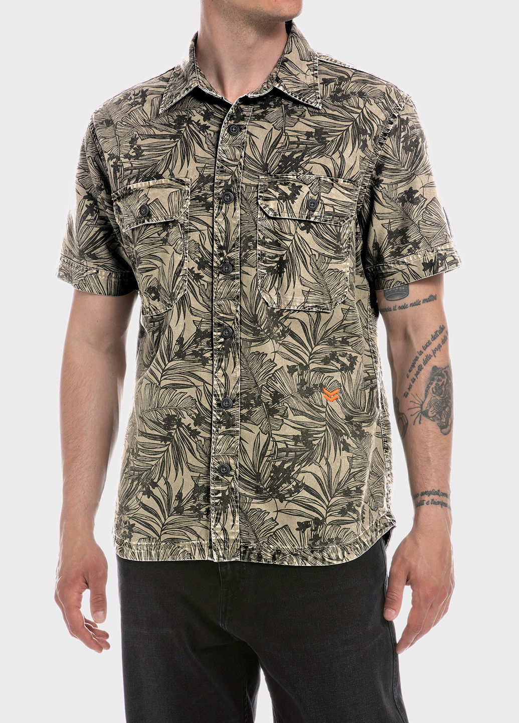 Бежевая кэжуал рубашка с рисунком Replay