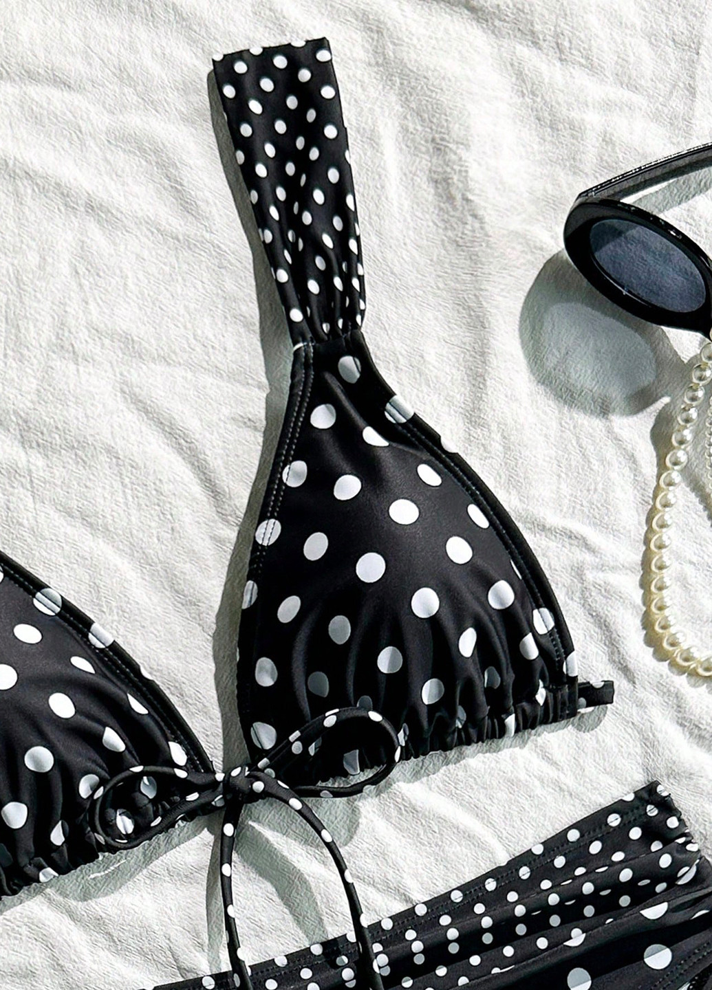 Чорно-білий літній купальник (ліф, трусики) бікіні, роздільний SHEIN