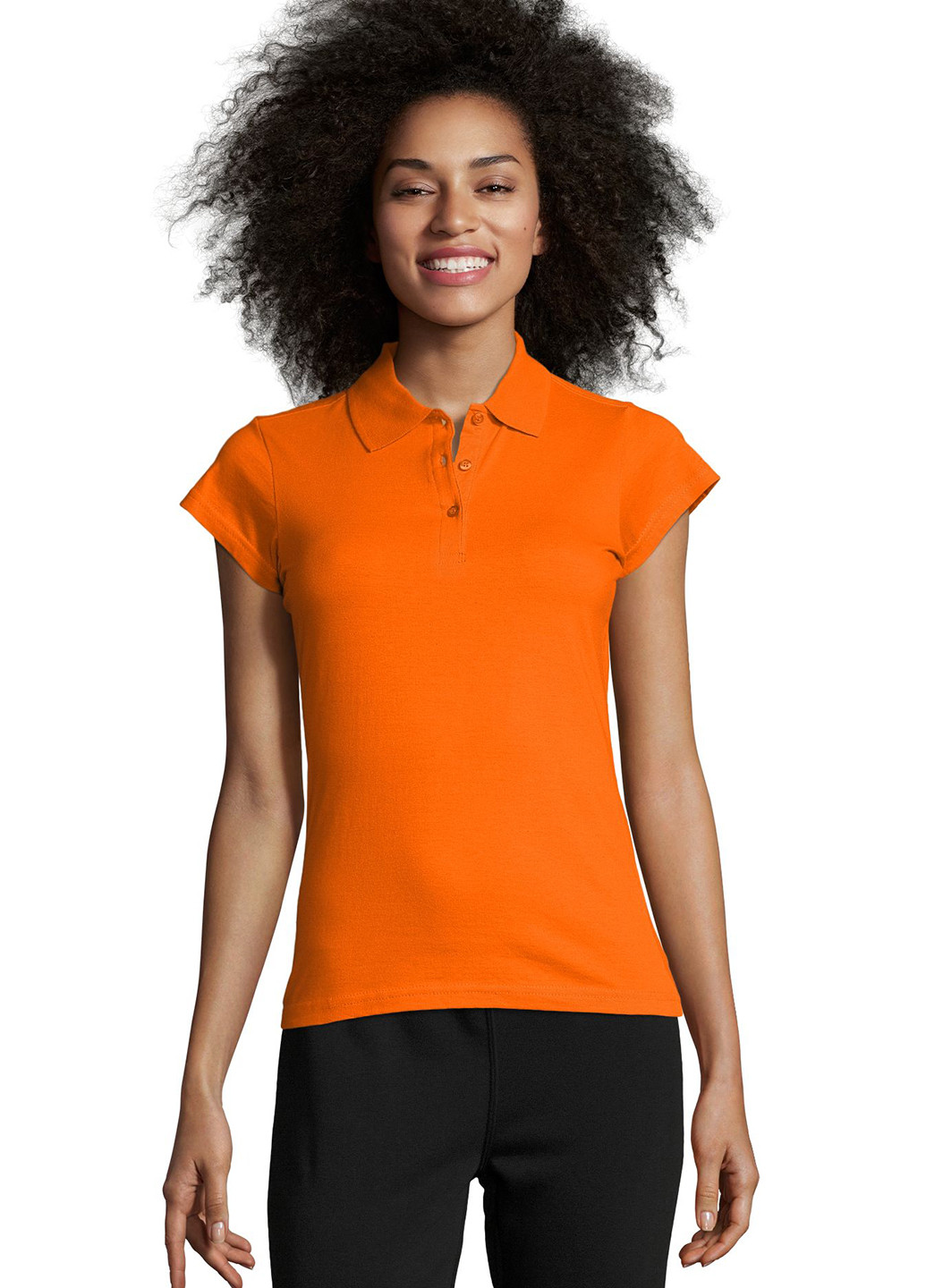 Оранжевая женская футболка-поло Sol's однотонная