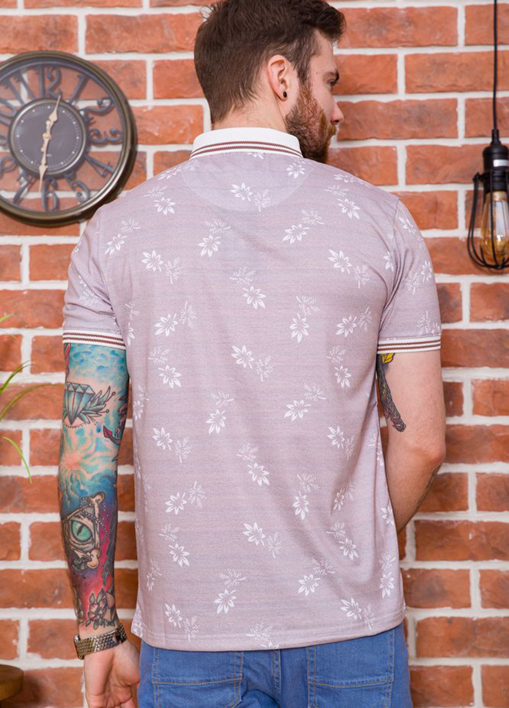 Сиреневая футболка-поло для мужчин Ager с рисунком