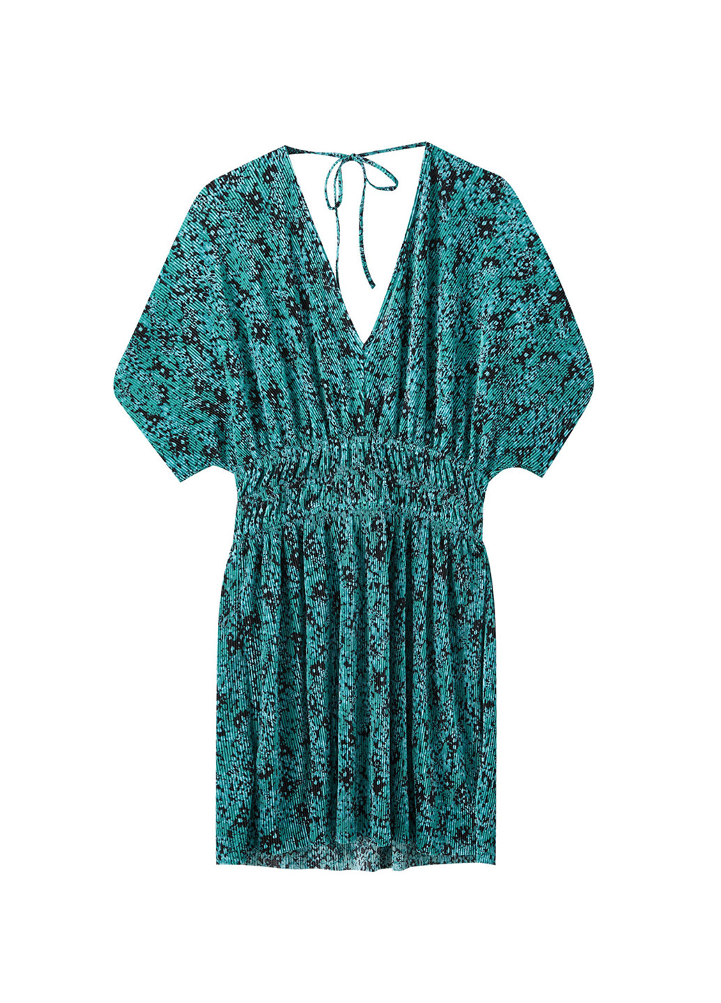 Зеленое кэжуал платье клеш Pull & Bear с абстрактным узором