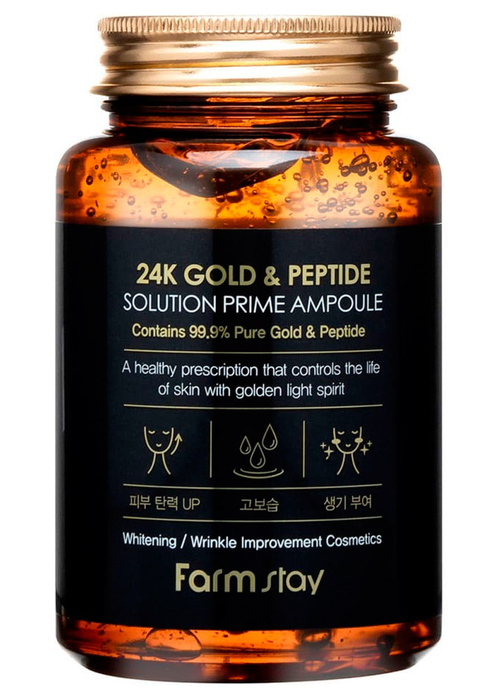 Антивікова ампульне сироватка з 24K золотом і пептидами 24K Gold & Peptide Solution Prime Ampoule, 250 мл FarmStay (202414365)