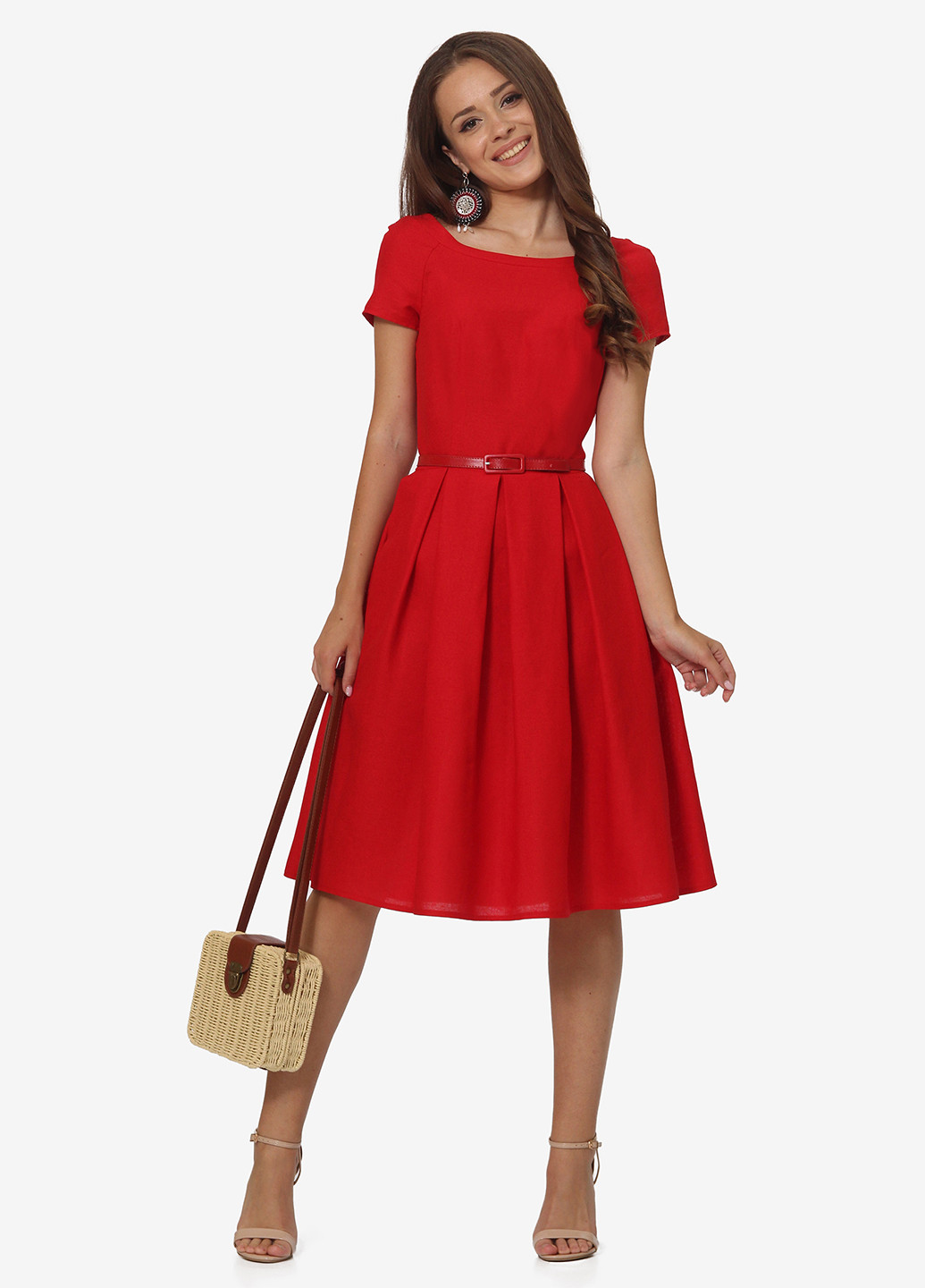 Красное кэжуал платье колокол Lila Kass