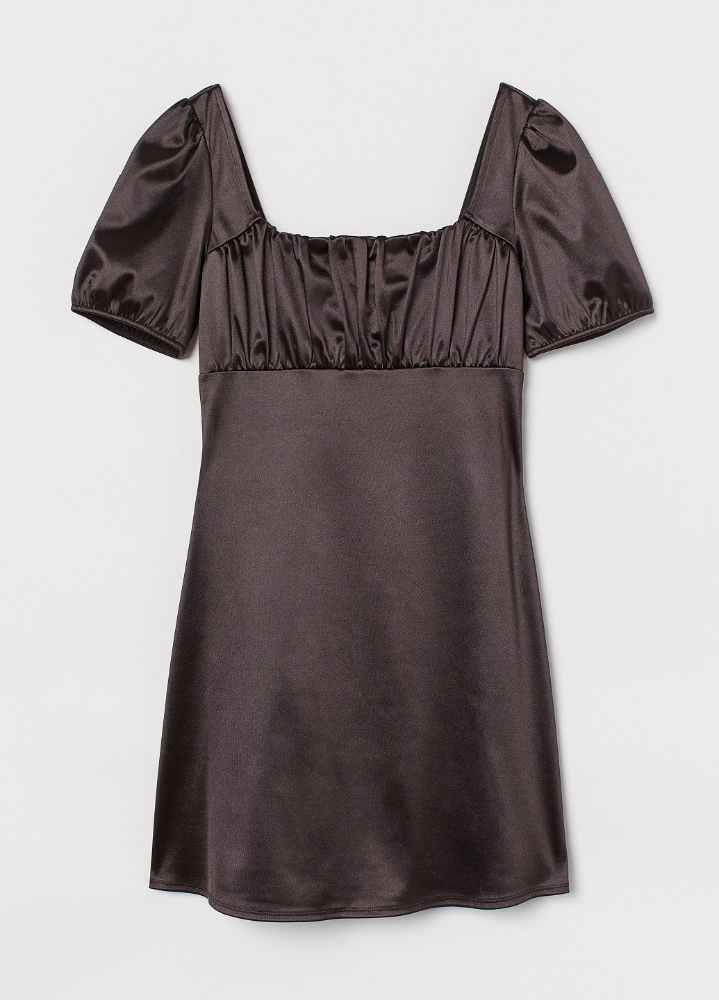 Темно-коричнева коктейльна сукня з пишним рукавом H&M однотонна