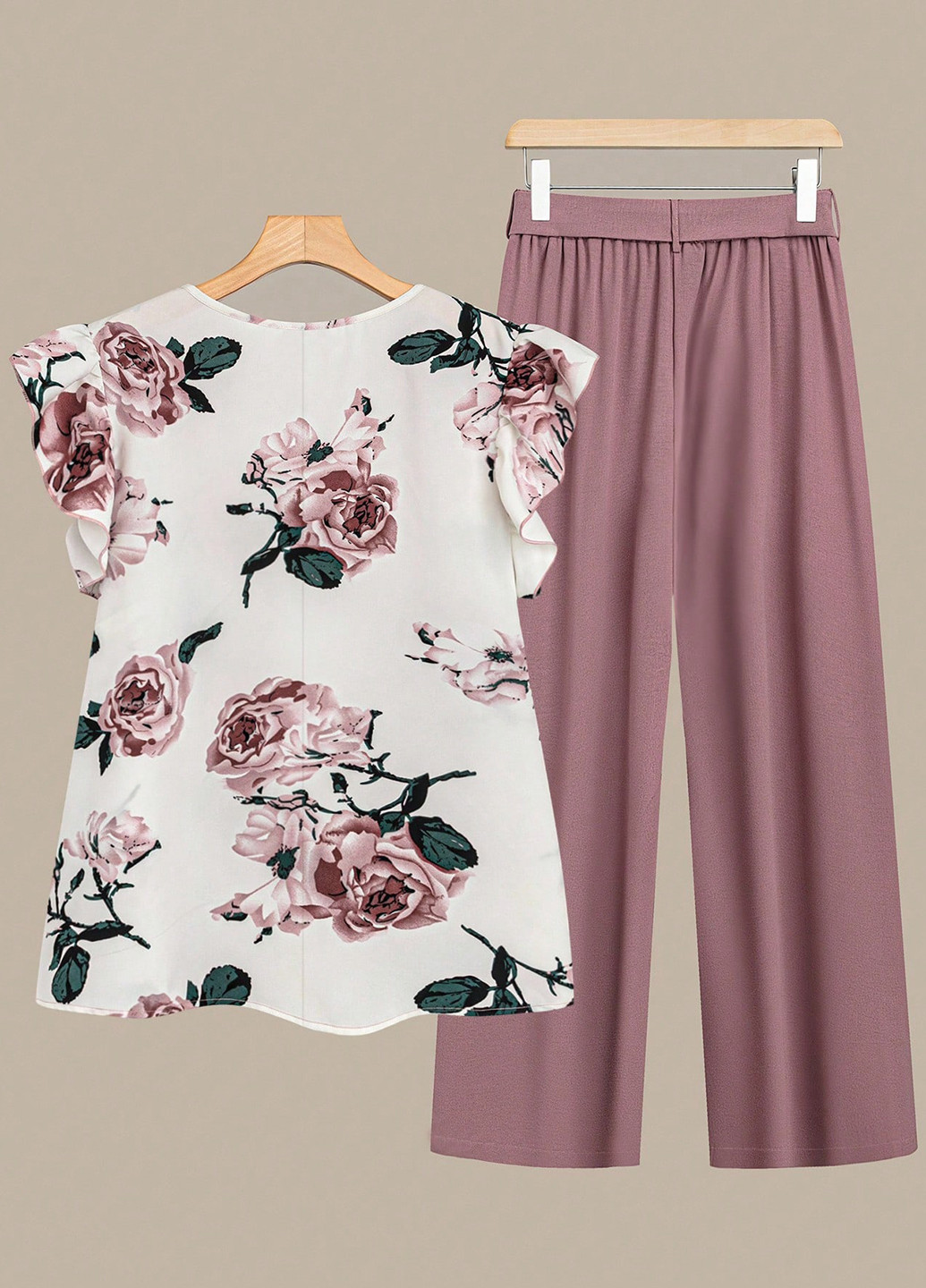 Бузковий літній комплект (блуза, штани) SHEIN