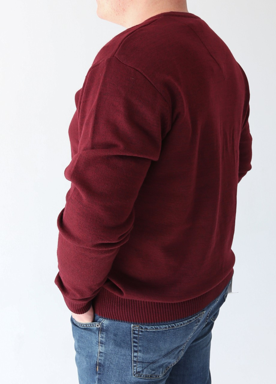 Бордовый зимний свитер мужской бордовый мысом большой размер Reymo Прямой