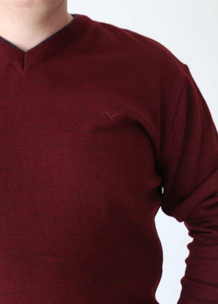 Бордовый зимний свитер мужской бордовый мысом большой размер Reymo Прямой