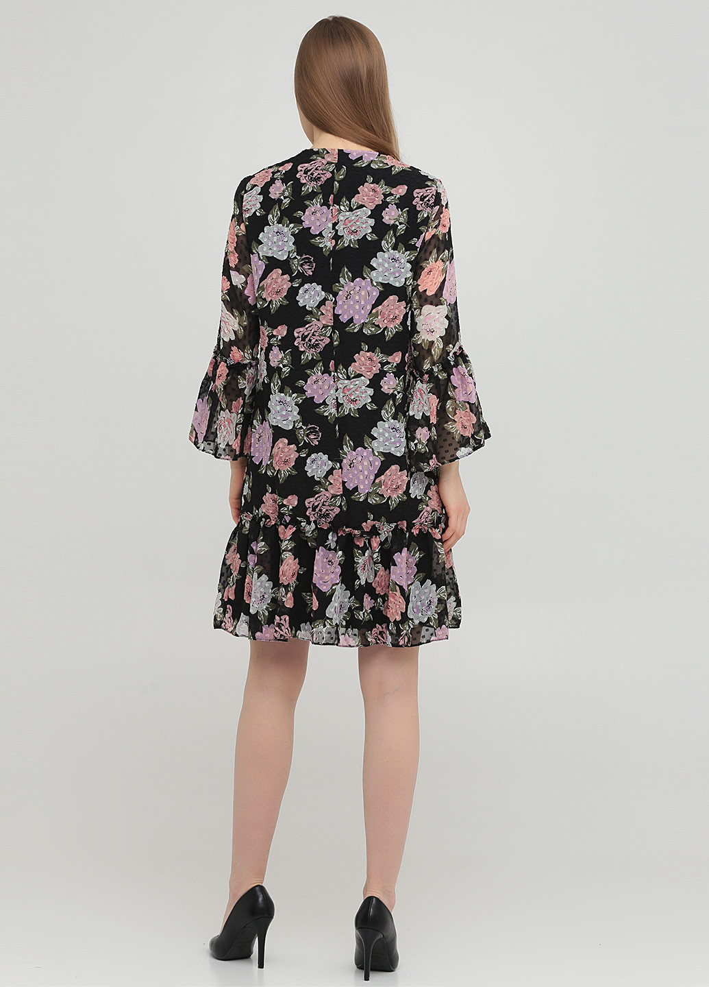 Черное кэжуал платье с цветочным принтом Miss Selfridge с цветочным принтом