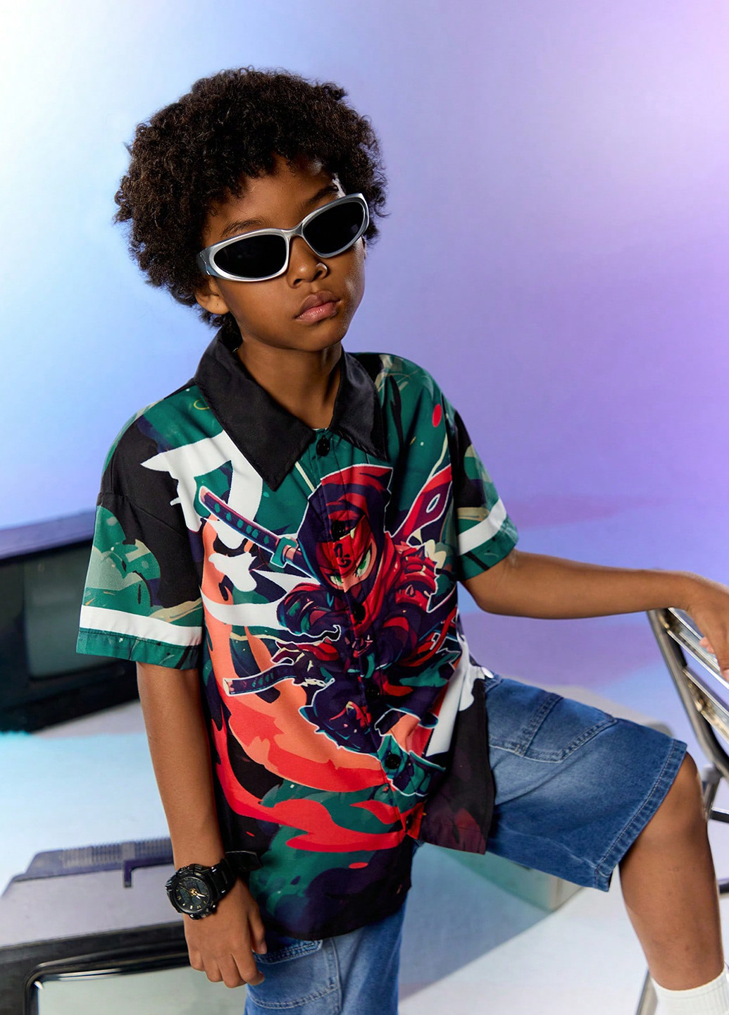 Цветная кэжуал рубашка персонажи SHEIN