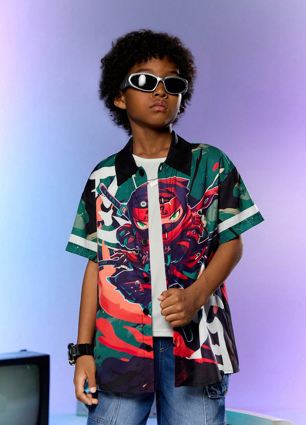 Цветная кэжуал рубашка персонажи SHEIN