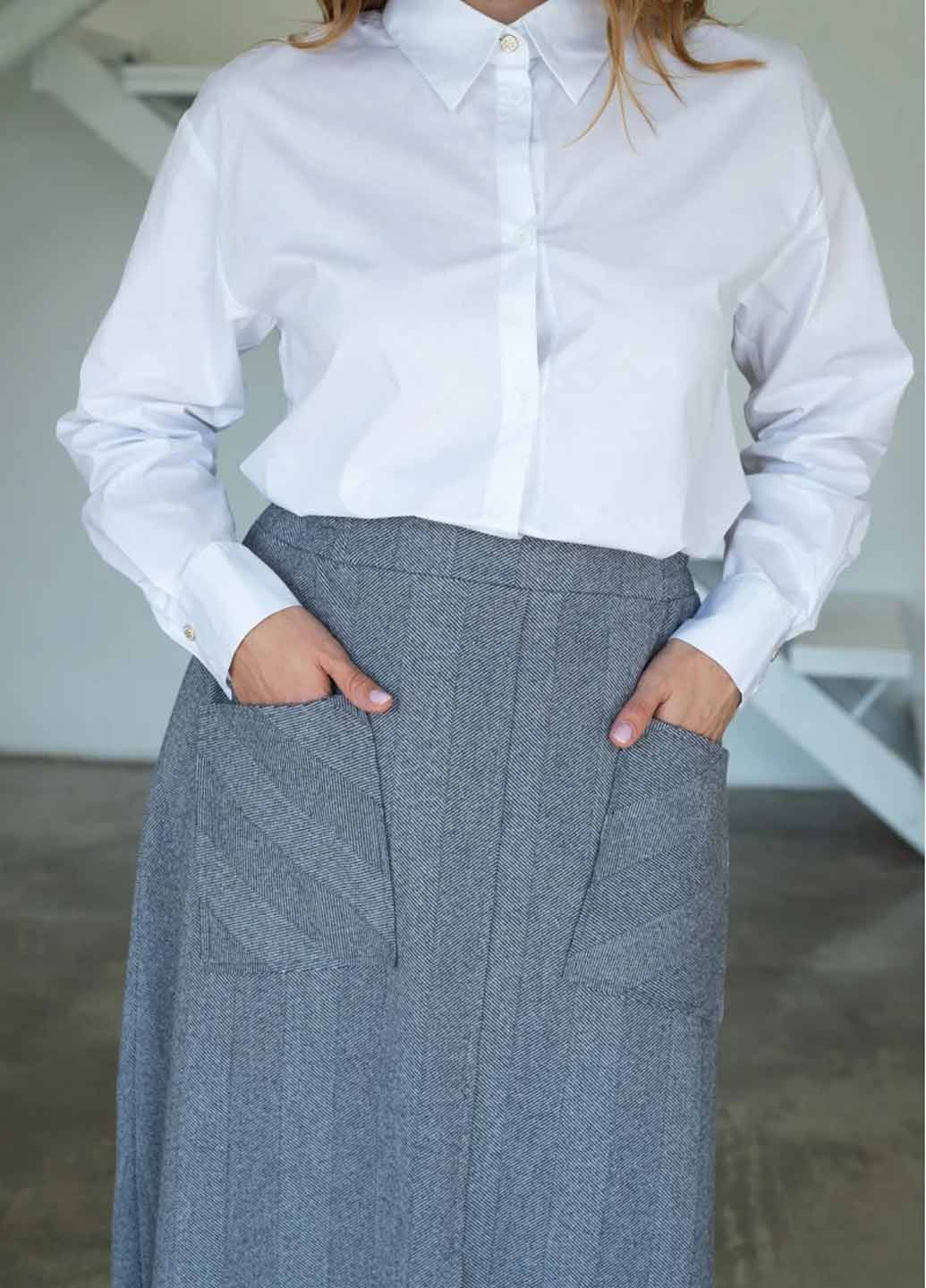 Серая кэжуал с геометрическим узором юбка Fashion а-силуэта (трапеция)