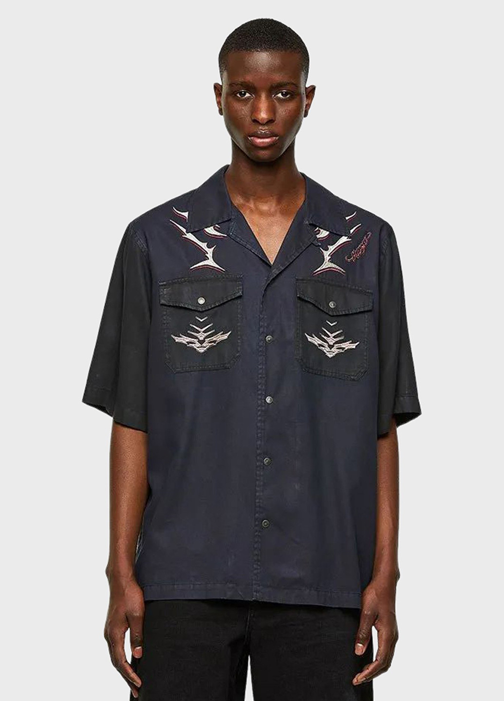 Черная кэжуал рубашка с абстрактным узором Diesel