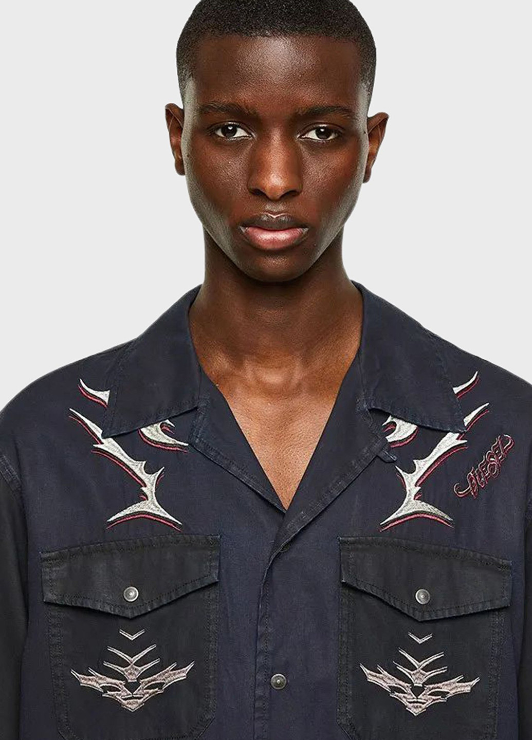 Черная кэжуал рубашка с абстрактным узором Diesel